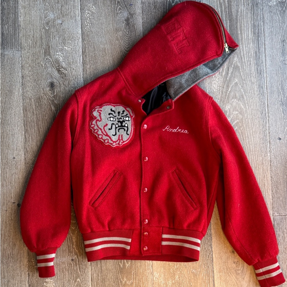 Red Varsity Jacket with Embroidered Patch AS - image 2